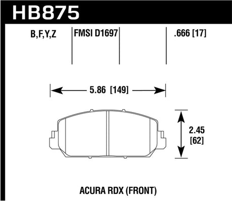 Hawk Performance - Hawk 14 - 17 Acura RDX/RLX HPS 5.0 Front Brake Pads ( does not fit civic Type R)