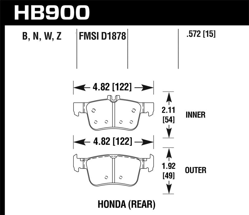 Hawk Performance - Hawk 16 - 17 Honda Civic HPS 5.0 Rear Brake Pads