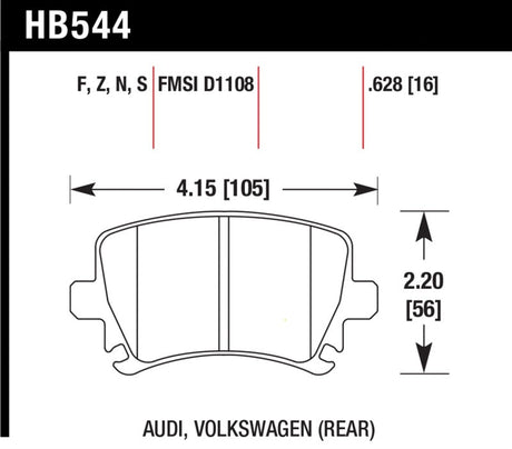 Hawk Performance - Hawk 2006 - 2009 Audi A3 TFSIi Quattro 2.0 HPS 5.0 Rear Brake Pads