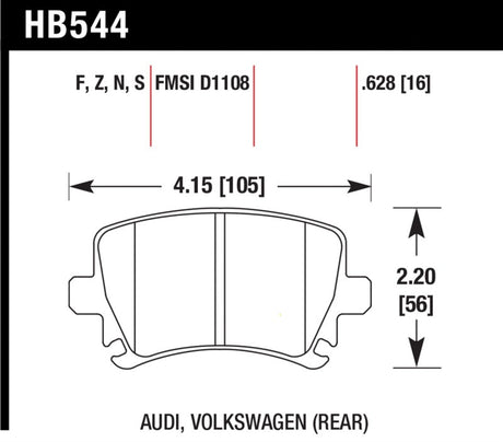 Hawk Performance - Hawk 2006 - 2009 Audi A3 TFSIi Quattro 2.0 HPS 5.0 Rear Brake Pads