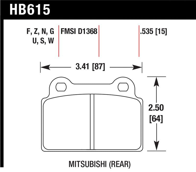 Hawk 2008-2014 Mitsubishi Lancer Evo (1-piece front rotor) High Perf. Street 5.0 Rear Brake Pads - Panda Motorworks - 1