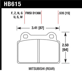 Hawk 2008-2014 Mitsubishi Lancer Evo (1-piece front rotor) High Perf. Street 5.0 Rear Brake Pads - Panda Motorworks - 1