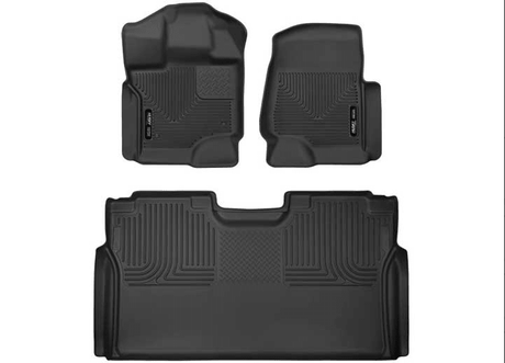 Husky Liners - F150 CREW X - ACT CONTOUR SERIES BLACK FRONT & 2ND ROW FLOOR LINERS