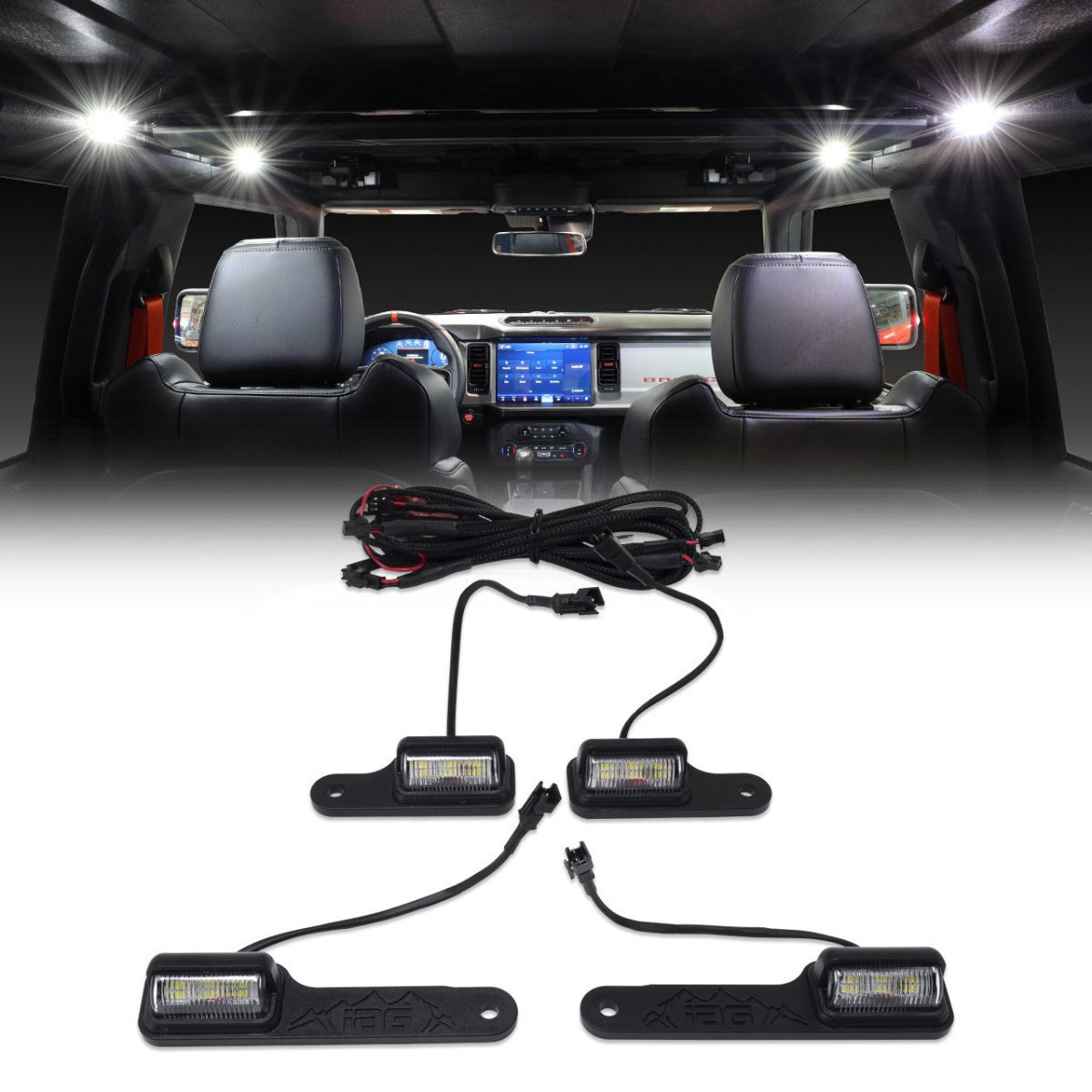 IAG Performance - IAG 4PC Interior LED Dome Light Kit with Harness For 2021+ Ford Bronco - Panda Motorworks