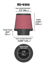 K&N Engineering - K&N Universal Clamp - On Air Filter 2 - 3/4in FLG / 4 - 11/16in B / 3 - 1/2in T / 4 - 7/8in H - Panda Motorworks