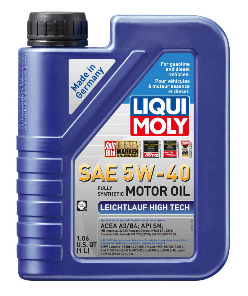 LIQUI MOLY - LIQUI MOLY 1L Leichtlauf (Low Friction) High Tech Motor Oil 5W40 - Case of 6 - Panda Motorworks