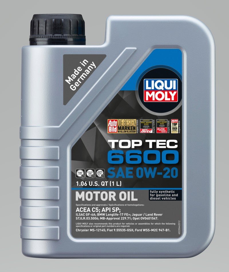 LIQUI MOLY - LIQUI MOLY 1L Top Tec 6600 Motor Oil 0W20 - Case of 6 - Panda Motorworks