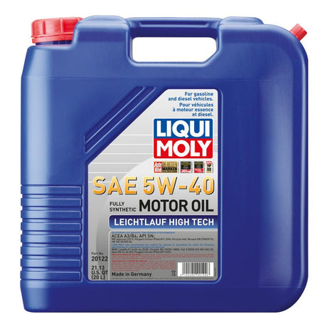 LIQUI MOLY - LIQUI MOLY 20L Leichtlauf (Low Friction) High Tech Motor Oil 5W - 40 - Panda Motorworks