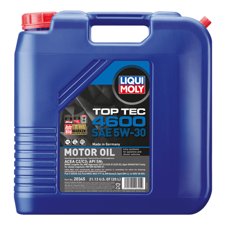 LIQUI MOLY - LIQUI MOLY 20L Top Tec 4600 Motor Oil 5W - 30 - Panda Motorworks
