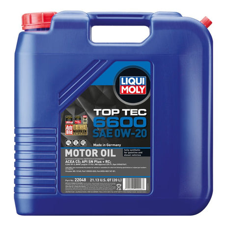 LIQUI MOLY - LIQUI MOLY 20L Top Tec 6600 Motor Oil 0W - 20 - Panda Motorworks