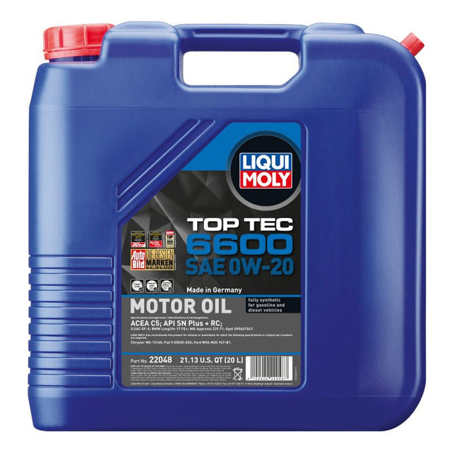 LIQUI MOLY - LIQUI MOLY 20L Top Tec 6600 Motor Oil 0W - 20 - Panda Motorworks