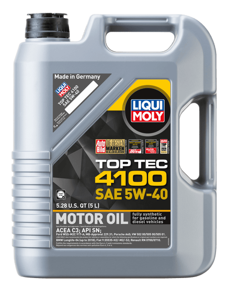 LIQUI MOLY - LIQUI MOLY 5L Top Tec 4100 Motor Oil 5W40 - Case of 4 - Panda Motorworks