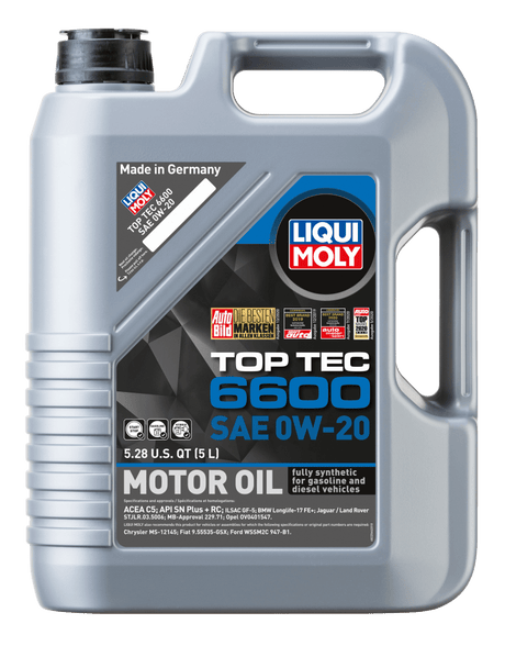 LIQUI MOLY - LIQUI MOLY 5L Top Tec 6600 Motor Oil 0W20 - Case of 4 - Panda Motorworks