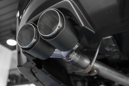 MBRP - MBRP 15 - 19 Subaru WRX 2.0L/STI 2.5L 3in Dual Split Rear Exit w/ 3.5in CF Tips - T304 (Race Version)