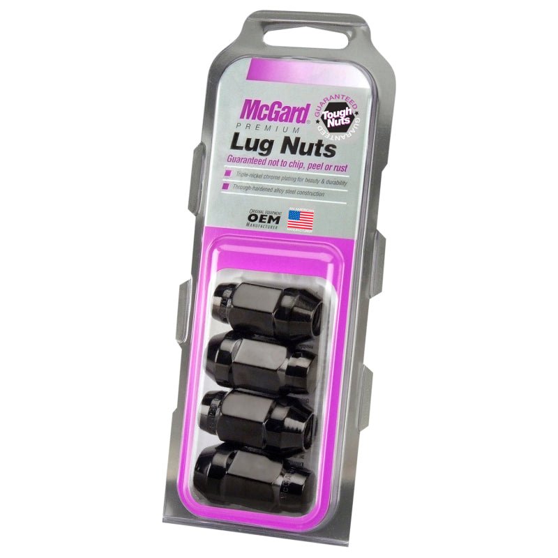 McGard - McGard Hex Lug Nut (Cone Seat Bulge Style) M12X1.5 / 3/4 Hex / 1.45in. Length (4 - Pack) - Black