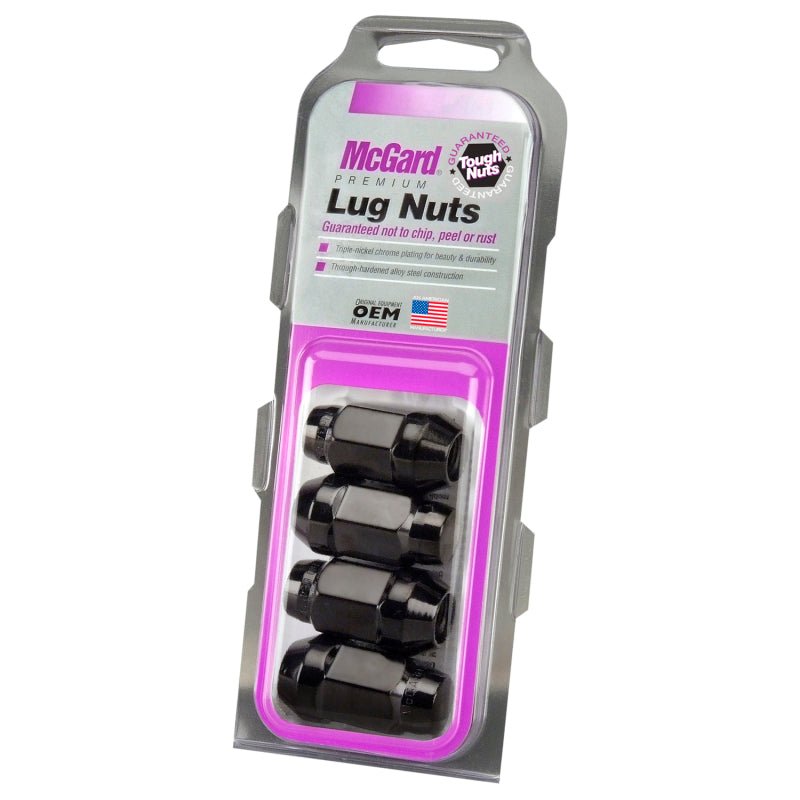McGard - McGard Hex Lug Nut (Cone Seat Bulge Style) M14X1.5 / 22mm Hex / 1.635in. Length (4 - Pack) - Black