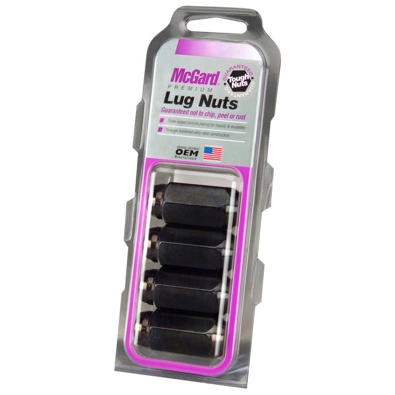 McGard - McGard Hex Lug Nut (Cone Seat) M14X1.5 / 22mm Hex / 1.635in. Length (4 - Pack) - Black
