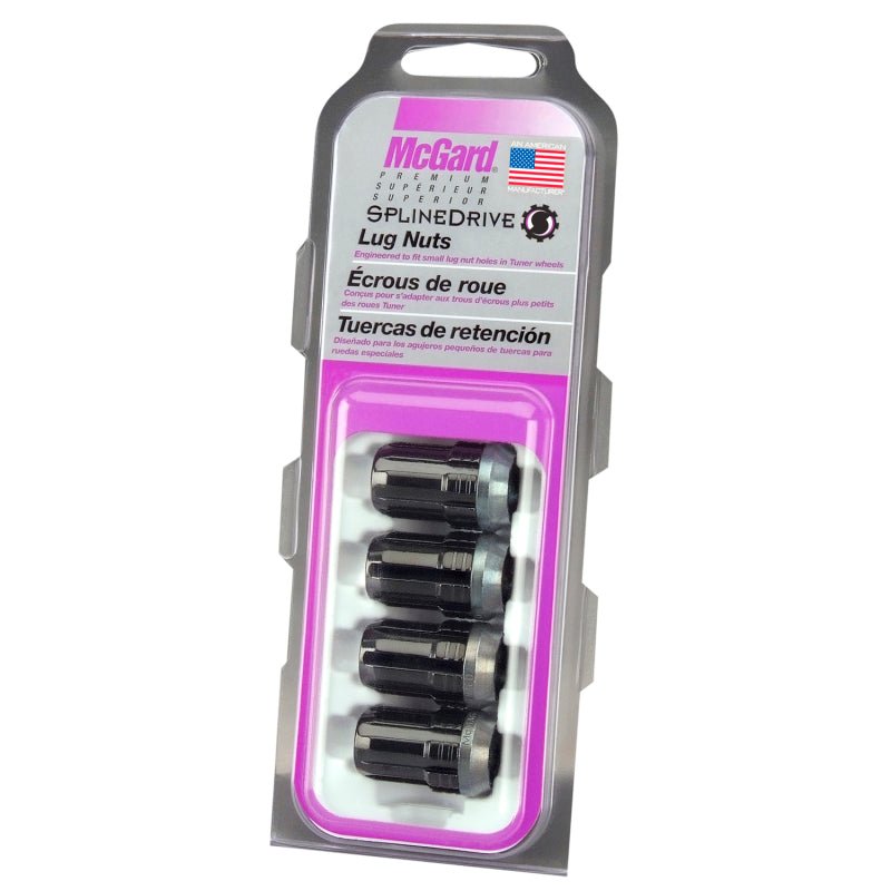 McGard - McGard SplineDrive Lug Nut (Cone Seat) M12X1.5 / 1.24in. Length (4 - Pack) - Black (Req. Tool)