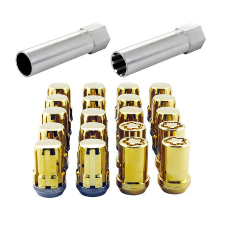 McGard - McGard SplineDrive Tuner 5 Lug Install Kit w/Locks & Tool (Cone) M12x1.5 / 13/16 Hex - Gold (CS)