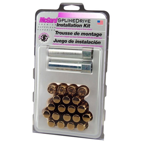 McGard - McGard SplineDrive Tuner 5 Lug Install Kit w/Locks & Tool (Cone) M12x1.5 / 13/16 Hex - Gold (CS)
