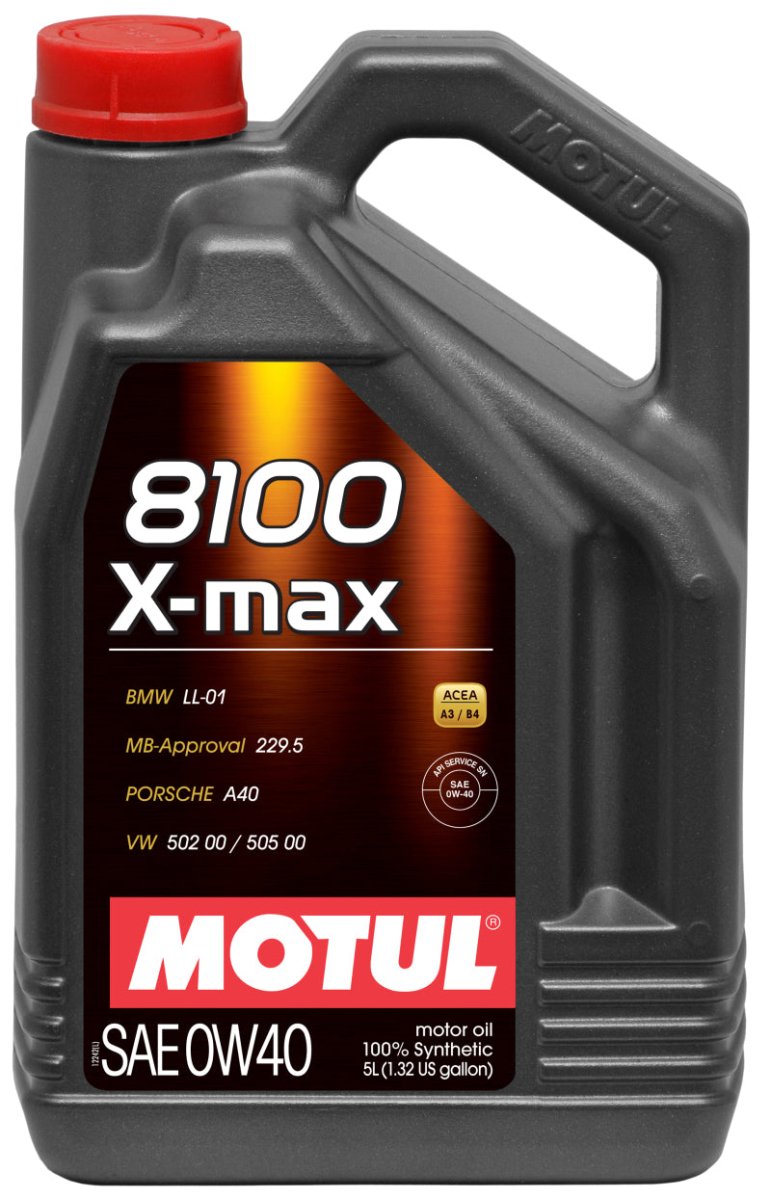 Motul 5L Synthetic Engine Oil 8100 0W40 X-MAX - Porsche A40 - Case