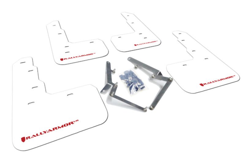 Rally Armor - Rally Armor 17 - 18 Honda Civic Type R (Type R Only) UR White Mud Flap w/ Red Logo