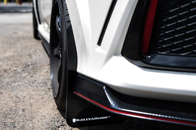 Rally Armor - Rally Armor 17 - 18 Honda Civic Type R (Type R Only) UR White Mud Flap w/ Red Logo