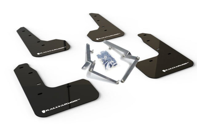 Rally Armor - Rally Armor 17 - 19 Honda Civic Sport Touring UR Black Mud Flap w/ White Logo