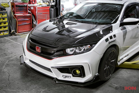Seibon - Seibon 2016 - 2020 Honda Civic Coupe/Sedan/Hatchback MR - Style Carbon Fiber Hood
