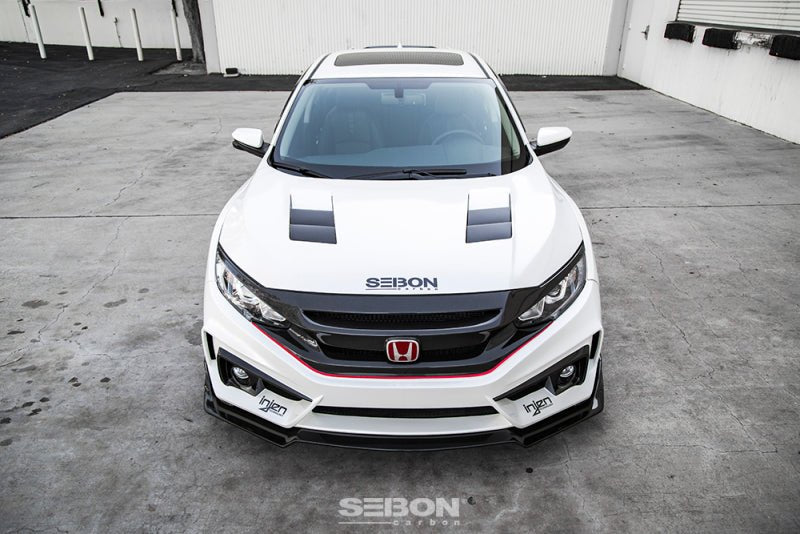 Seibon - Seibon 2016 - 2020 Honda Civic Coupe/Sedan/Hatchback TS - Style Carbon Fiber Hood