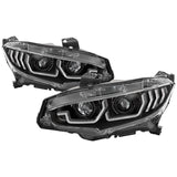 SPYDER - Spyder 16 - 18 Honda Civic 4Dr w/LED Seq Turn Sig Lights Proj Headlight - Black - PRO - YD - HC16 - SEQ - BK - Panda Motorworks