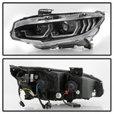 SPYDER - Spyder 16 - 18 Honda Civic 4Dr w/LED Seq Turn Sig Lights Proj Headlight - Black - PRO - YD - HC16 - SEQ - BK - Panda Motorworks