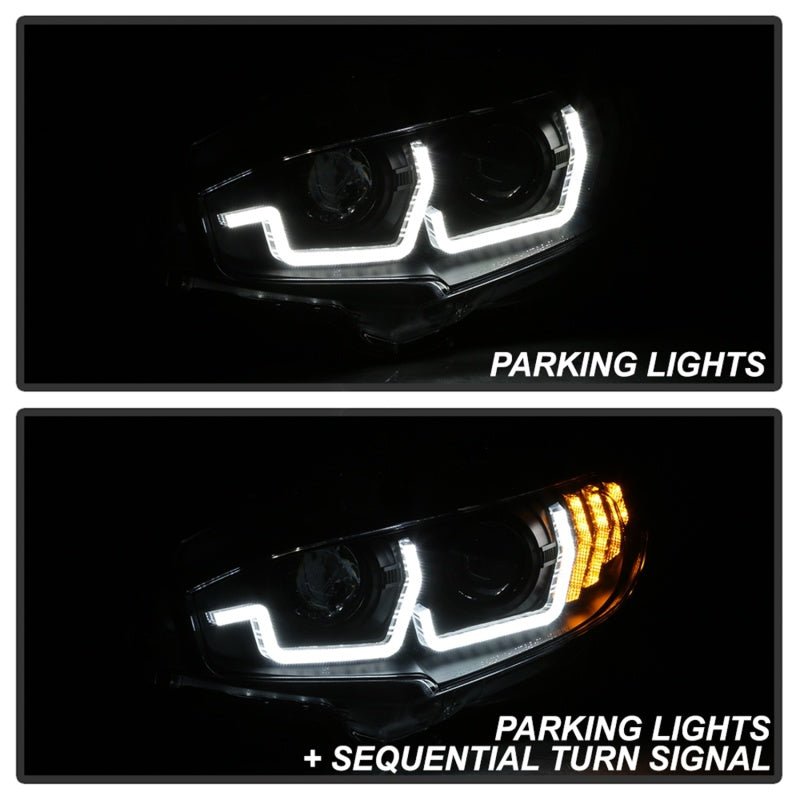 SPYDER - Spyder 16 - 18 Honda Civic 4Dr w/LED Seq Turn Sig Lights Proj Headlight - Black - PRO - YD - HC16 - SEQ - BK - Panda Motorworks
