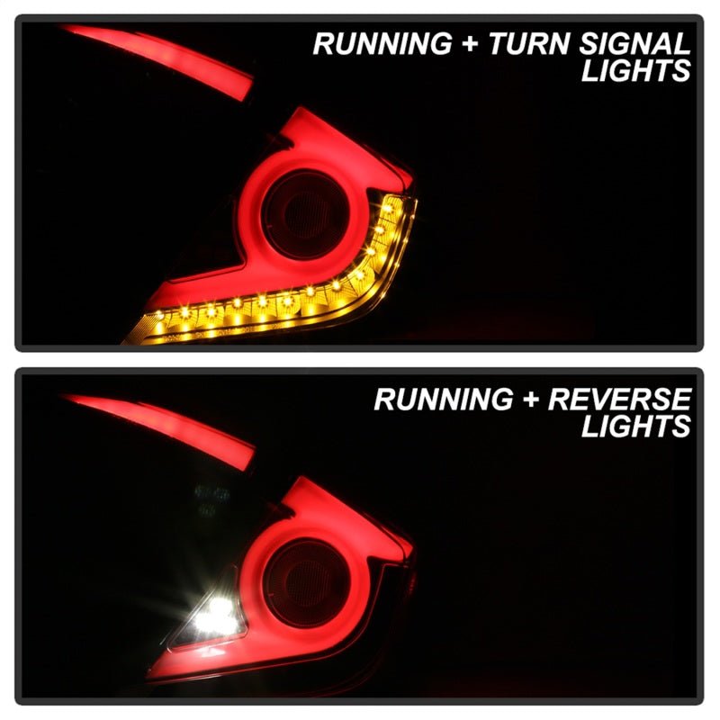 SPYDER - Spyder 16 - 19 Honda Civic 4 Door Light Bar LED Tail Lights - Black - ALT - YD - HC164D - LB - BK - Panda Motorworks