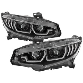 SPYDER - Spyder Honda Civic 16 - 18 2DR/4DR/Hatchback Headlight Black PRO - YD - HC16PL - SEQ - BK - Panda Motorworks