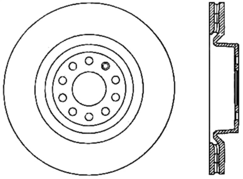Stoptech - StopTech 06 - 13 Audi A3/08 - 09 TT / 06 - 09 VW GTI Mk V Cryo - Stop Right Front Drilled Rotor - Panda Motorworks