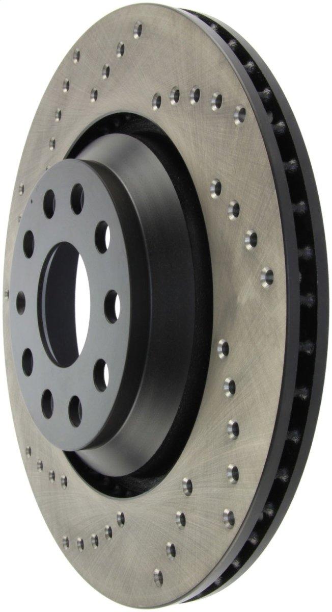 Stoptech - StopTech 09 - 13 VW CC 3.6L VR6 / 08 - 09 & 12 Golf R/Golf R32 Drilled Right Rear Rotor - Panda Motorworks