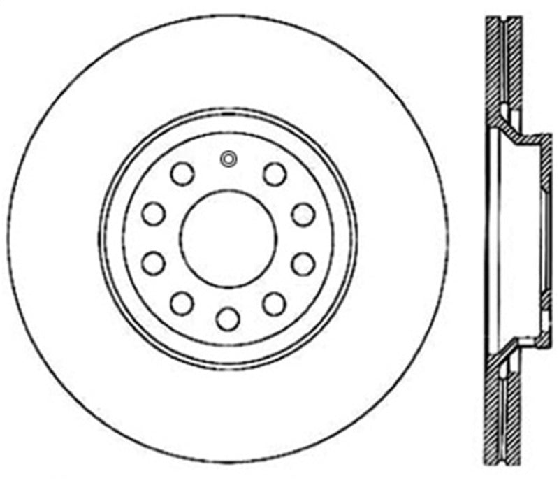 Stoptech - StopTech 09 - 13 VW CC 3.6L VR6 / 08 - 09 & 12 Golf R/Golf R32 Drilled Right Rear Rotor - Panda Motorworks
