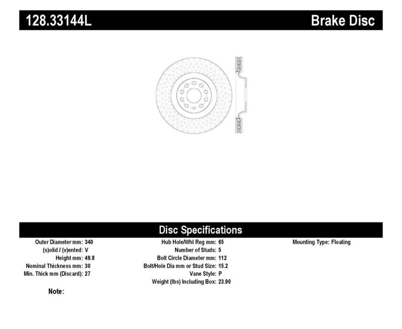Stoptech - StopTech Drilled Sport Brake Rotor - Panda Motorworks