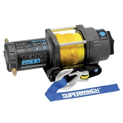 Superwinch - Superwinch 2500 LBS 12V DC 3/16in x 40ft Synthetic Rope Terra 2500SR Winch - Gray Wrinkle