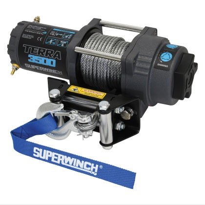 Superwinch - Superwinch 3500 LBS 12V DC 7/32 in x 32 ft Steel Rope Terra 3500 Winch - Gray Wrinkle