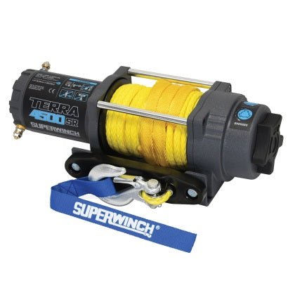 Superwinch - Superwinch 4500 LBS 12V DC 1/4in x 50ft Synthetic Rope Terra 4500SR Winch - Gray Wrinkle