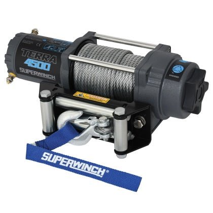 Superwinch - Superwinch 4500 LBS 12V DC 15/64in x 50ft Steel Rope Terra 4500 Winch - Gray Wrinkle