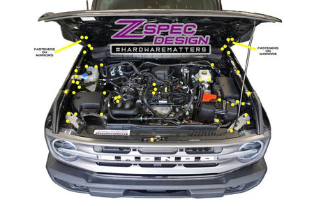 ZSPEC DESIGN - ZSPEC DESIGN "STAGE 3" DRESS - UP FASTENER KIT FOR '21+ FORD BRONCO 2.7L, STAINLESS - BILLET - Panda Motorworks